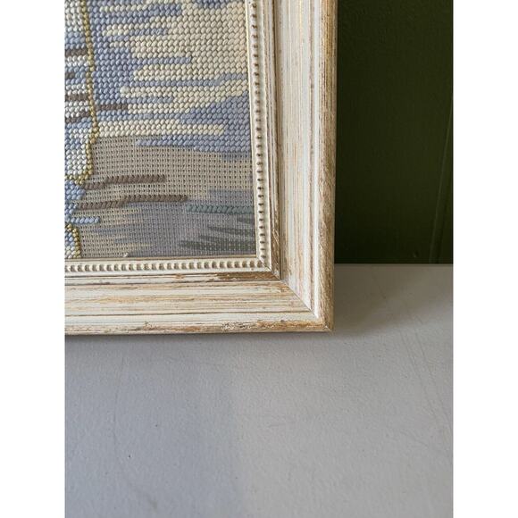 Needlepoint Artwrok Picassos Son Paul Harlequin Costume Gold Professional Frame - Picture 10 of 13